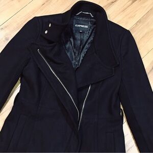 Express black peacoat pea coat jacket winter wool XS small